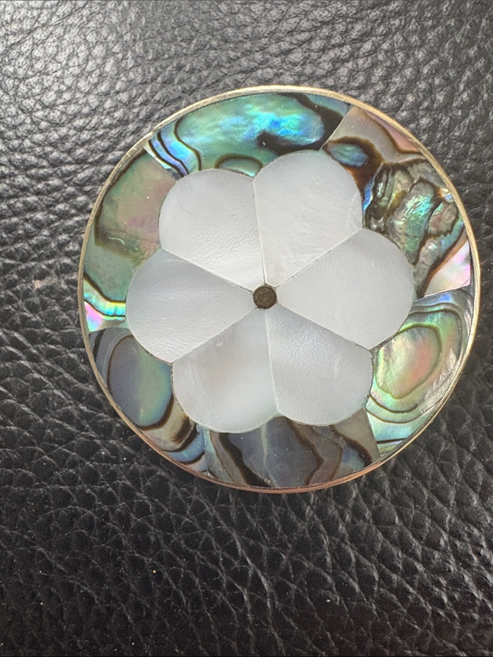 Alpaca Silver Abalone And Mother Pearl Pendent and Brooch